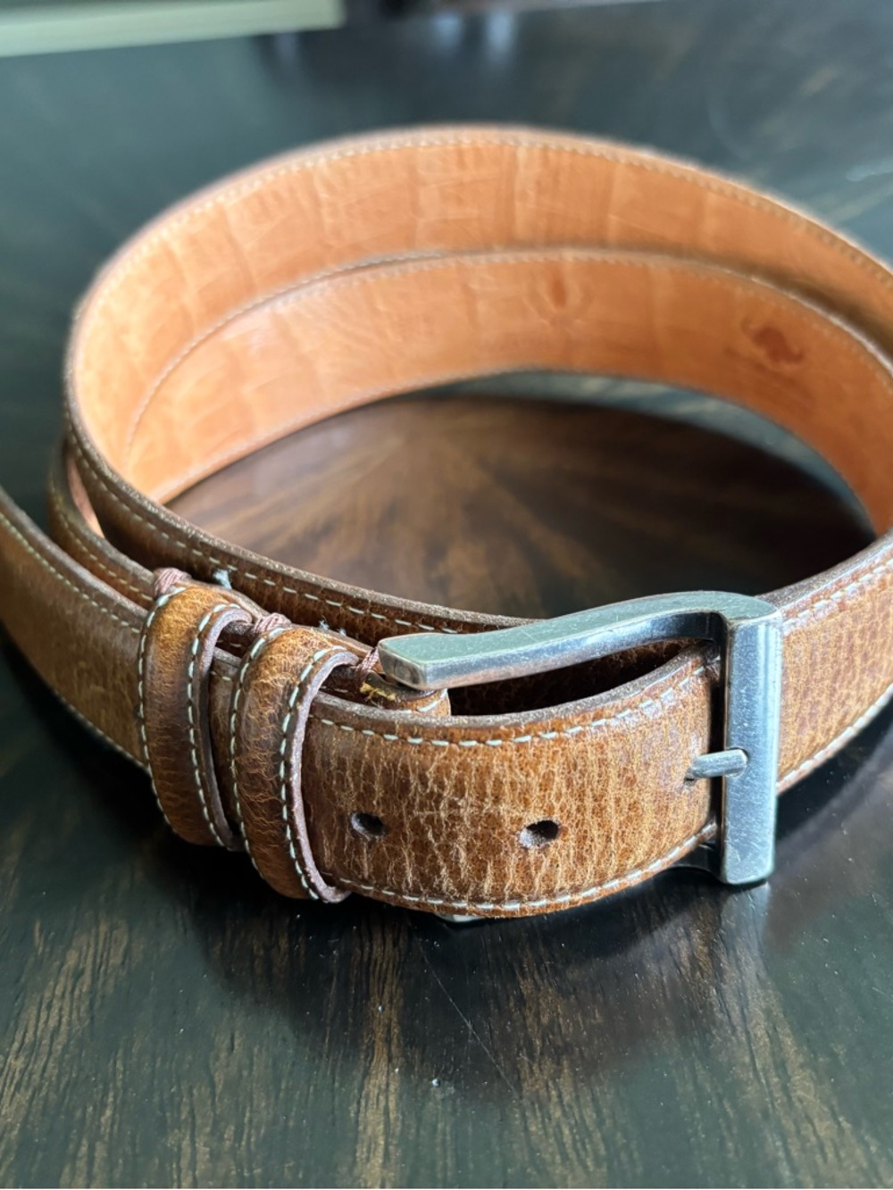 Men's Brown Martin Dingman Leather Belt - Classic Casual Style size 40